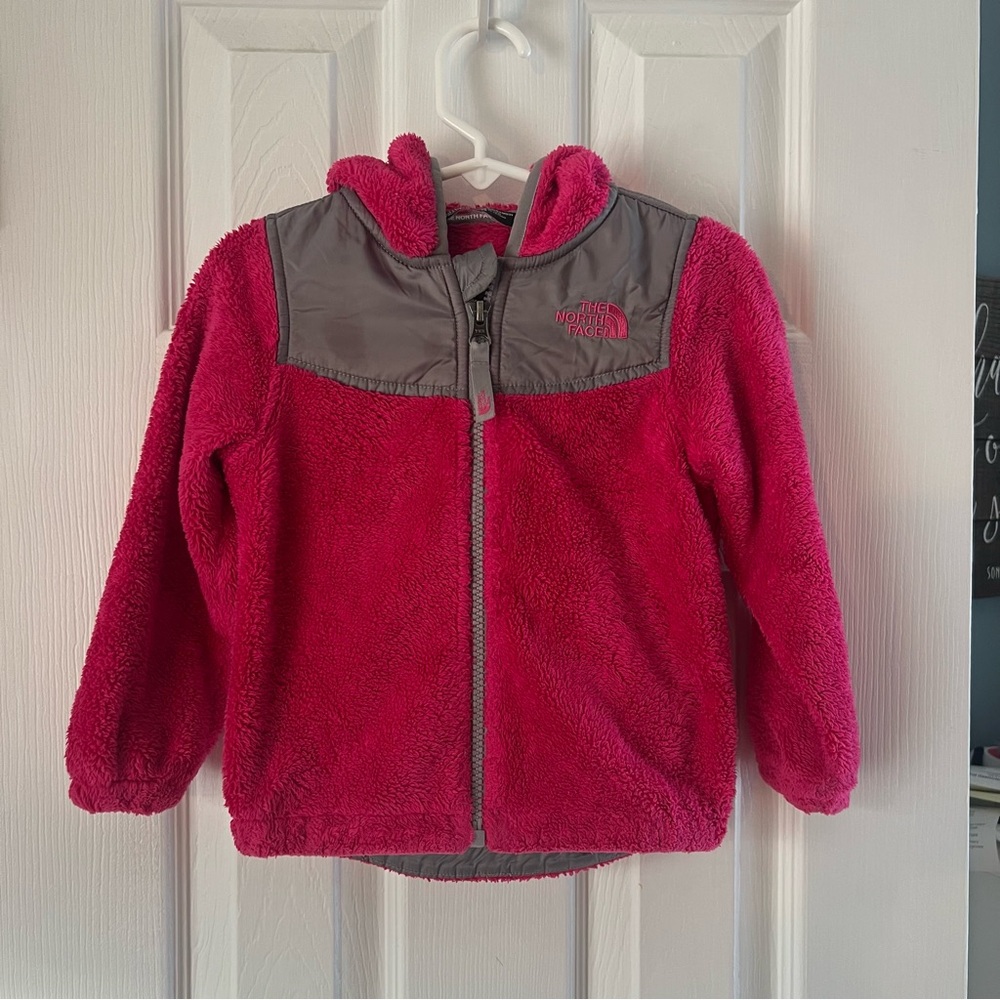 The North Face Fuchsia and Gray Fleece Hooded Jacket